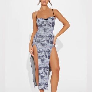 Mesh Midi Dress - Grey/combo